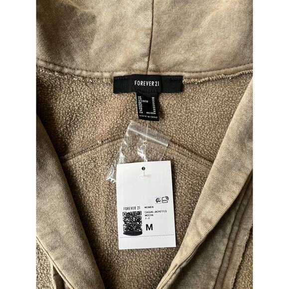 NWT Forever 21 100% Cotton Cozy Oversized Distressed Shacket Size Medium - Picture 7 of 8